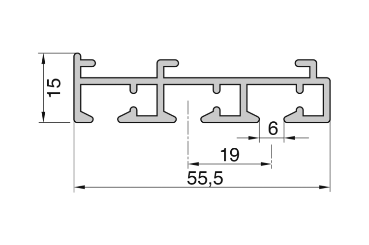 Modell 210 Flächenvorhangschienen mit Schleuderzug 3-läufig
